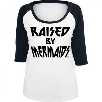 Goodie Two Sleeves – Funshirts Langarmshirt, Raised by Mermaids, Damen, S bis XXL, Schwarz/Weiß