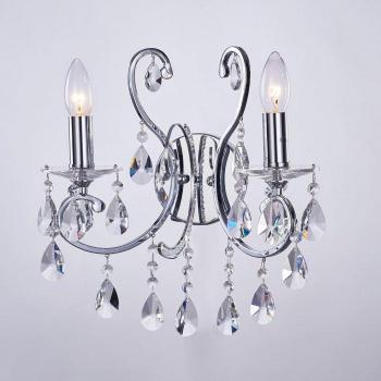 Italux Applique Barocco Nera a 2 Luci con Paralume Cristallino
