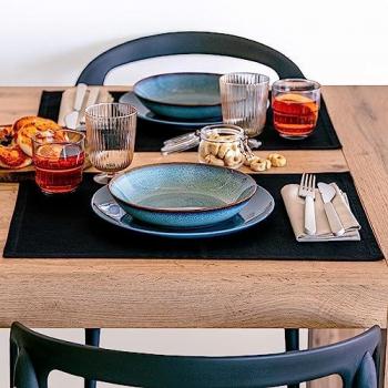 Mobili Fiver Set da 2 Tovagliette Gioele in cotone, Nero