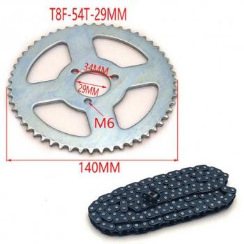 Cadena ATV Quad T8F 47cc 49cc – 136 eslabones, 38, 54, 74 dientes