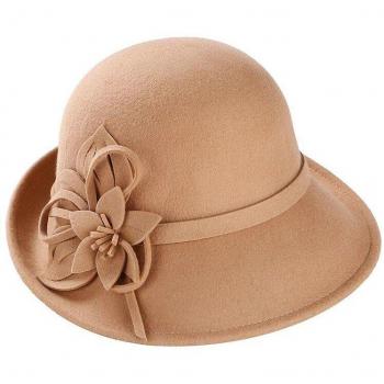 Winter Woolfelt Floral Cloche Cap