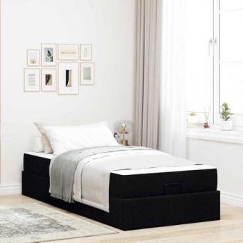 Lit Noir avec Matelas 80 x 200 cm en Tissu