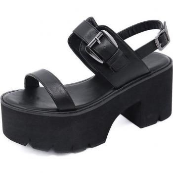 Rome Style Black Platform Sandals for Women