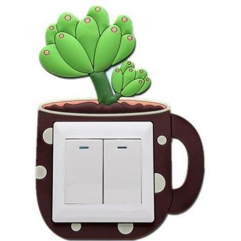 Luminous Cactus Switch Cover 3D Silicone Sticker