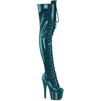 Pleaser ADORE-3020GP Damen Lackstiefel Blau EU 43