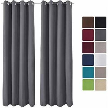 Lot de 2 Rideaux Isolants Amelie - Opaque Anthracite 140x245 cm