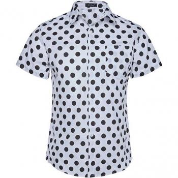 Men's Polka Dot Short Sleeve Button Down Shirt