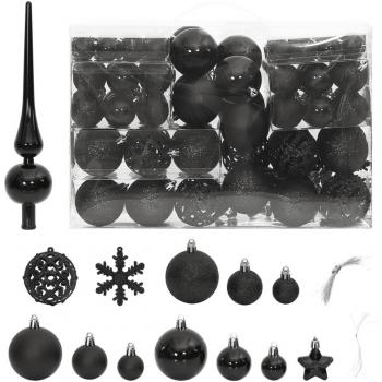 VidaXL 111-tlg. Weihnachtskugel-Set Schwarz Polystyrol