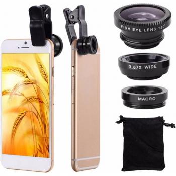360-Degree Shark Tail Clip Phone Camera Lens Set