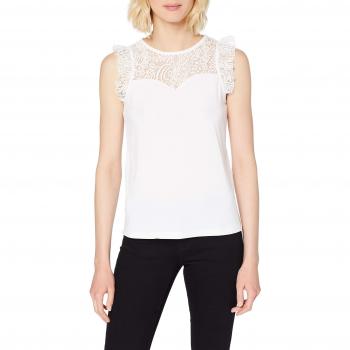 Vero Moda Damen VMALBERTA Sweetheart LACE S/L NOOS Top, Weiß Snow White, Größe S