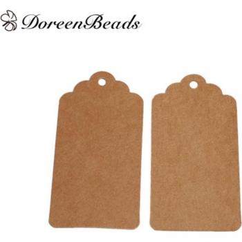 Brown Rectangle Pattern Paper Label Tags for Clothing Hang 10x5cm, Set of 10
