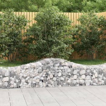 Cestas de gaviones 8 uds forma de arco hierro 200x50x40/60 cm Plateado