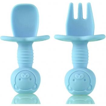 Silicone Fork and Spoon Set for Babies - 2 Pcs Food Grade Utensils