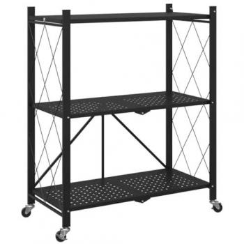 Scaffale di Stoccaggio su Ruote in Acciaio Nero 71x34x88 cm Vidaxl