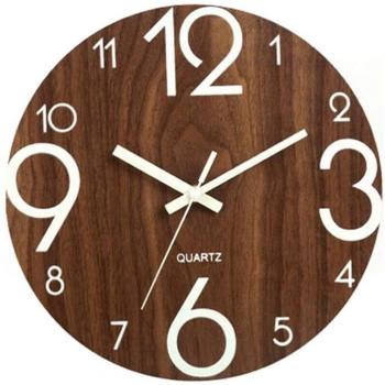 Luminous 12-Inch Silent Wooden Wall Clock