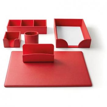 Set Scrivania 6 Pz Rosso con Sottomano e Accessori