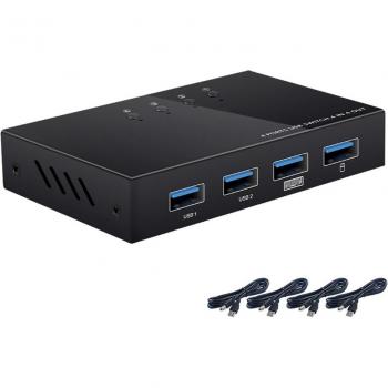4-Port USB 2.0 KVM Switch Box for PC Sharing with Cables