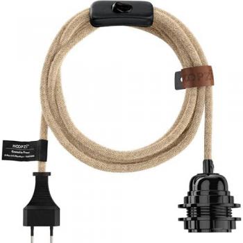 Lámpara Hoopzi Montura Blanca con Cable Eléctrico Negro