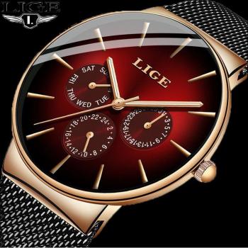 LIGE Azul Informal 2020 – Reloj de Cuarzo Oro y Rojo