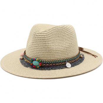 Gorro de Playa de Paja Talla Grande con Protección UV