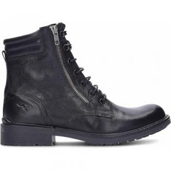 Kangaroos 967 Negra - Botas de piel con cierre de cordones y cremallera