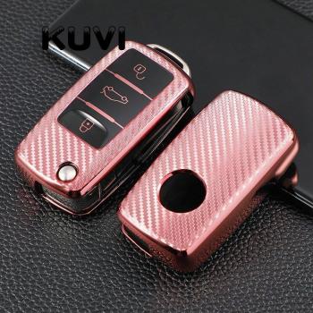 Carcasa Fob TPU con Fibra de Carbono para Golf, Bora, Jetta, Polo