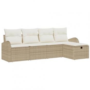 VidaXL Poly‑Rattan Sofa Set – Beige & Creme, inklusive Kissen und Schubladen