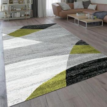 Vimoda Küchenläufer Geometrische Muster Teppich, Rechteckig, Höhe: 5 mm, Muster, Meliert, in Grün, Grau, Wohnzimmer, Küche