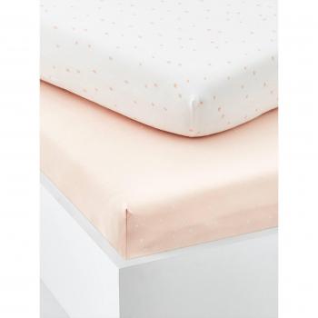Ensemble de draps-housses bébé rose pâle en coton