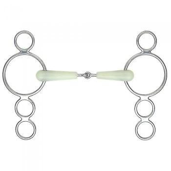 Morseto Articulado Shires Equikind de 3 Anillos para Caballo Verde Pálido 5.5in