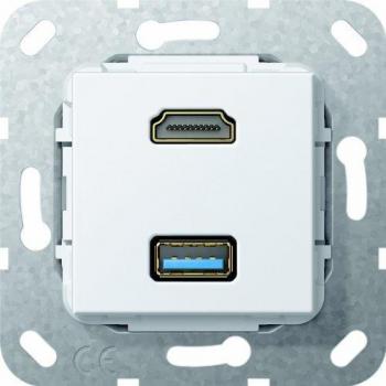 Gira Presa Commutazione HDMI USB 3.0 A Bianco Puro