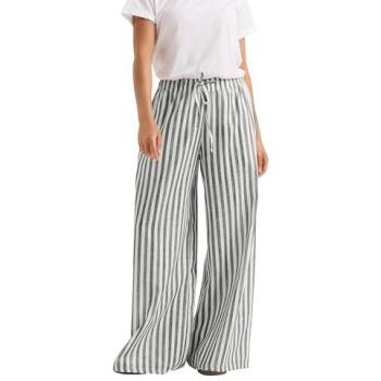 Gray Pinstripe Crop‑Leg Trousers, Size 6