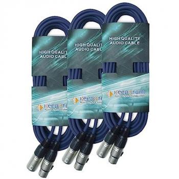 Keepdrum 15m DMX Kabel Blau 3-pol XLR 100-Ohm 3 Stück Audio-Kabel
