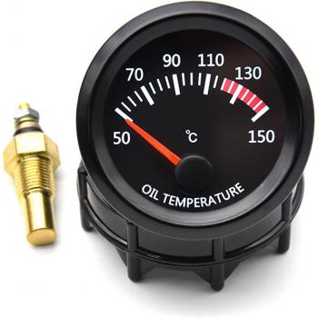 2 52MM Universal Oil Temperature Gauge with Sensors, 50~150°C, White LED Digital Display for Cars and Trucks