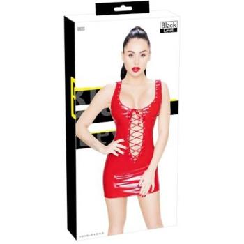 Kurzes Lack-Kleid mit Front- und Rückenschnürung – Rot