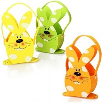 Com-four® 3X Filztasche Osterhase - Osternest zum Verschenken - Frühlingsdekoration