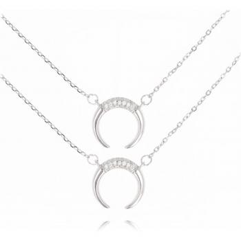 Collar de Plata Rodio 'Diente de Tigre' Blanco