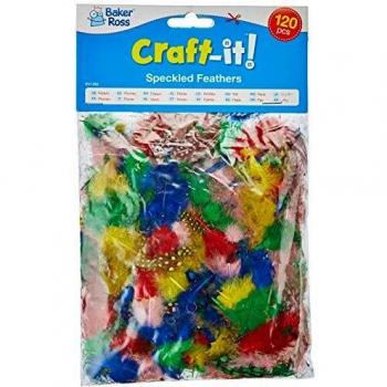 Speckled Feathers (Pack of 120) - Natural Craft Materials