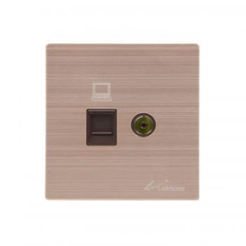 Raymond iluminación leimove Interruptor Socket Panel de dibujo de alambre de aleación de magnesio de aluminio enchufe TV cable de red tv Plus ordenador 86 rinoceronte oro ordenador + TV Noble y elegante digna generoso consonancia