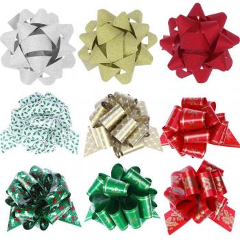 Festive Floral Star Bows – 24 Pack