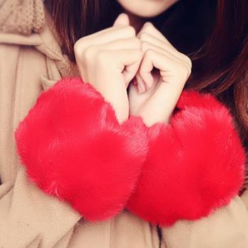 Manchons Chauffants d'Hiver en Peluche pour Femme