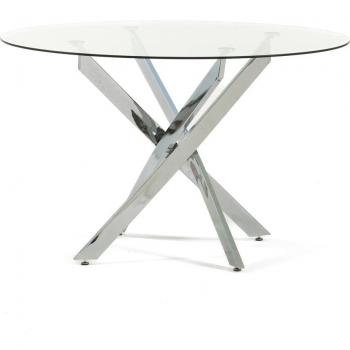 Mesa de Comedor Fuori 120x120 cm con vidrio y patas de metal