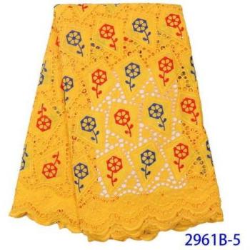 Cotton Lace Fabric with Stone Embellishments and Yellow Floral Pattern KS2961B-5