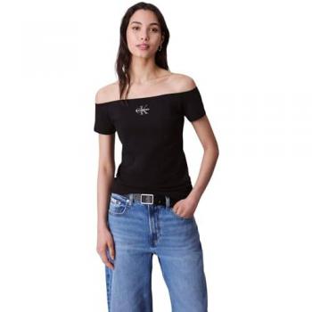 Calvin Klein Jeans Schulterfreies Blusentop mit Rundhalsausschnitt