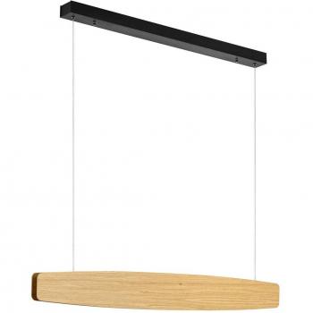 Lámpara colgante LED Persida Quitani, 98 cm de largo, roble, 2.700 K