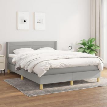 Estructura de cama de muelles con colchón gris claro 140x200 cm