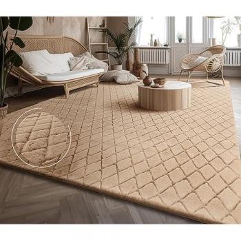 Paco Home Hochflor-Teppich Arnheim 742, rechteckig, Höhe: 26 mm, Uni Farben, Rauten Muster, besonders weich, Hoch-Tief Effekt