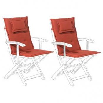 Maui Outdoor Chair Replacement Cushions Red Fabric UV Resistant Thickly Padded (2 Pillows)