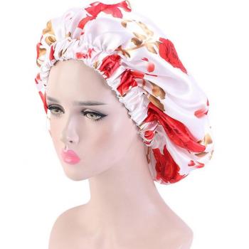 Bonnet de douche en satin avec élastique pour femmes