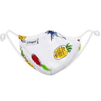 Livinguard Kids Street Mask: Kindermaske mit anpassbarem Fit, leicht zu reinigen, mehrmalig einsetzbar, geeignet ab 0–6 Jahren, weißes Ananas‑Design